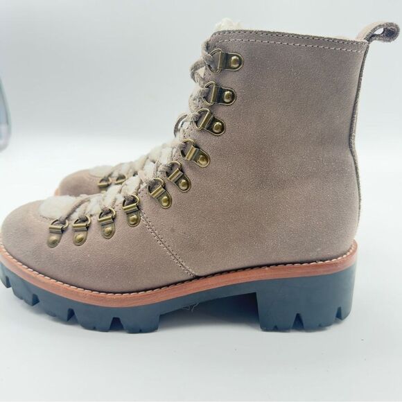 Jeffrey Campbell Culvert suede winter warm fur lace up boots block heel womans 8 - Picture 1 of 10